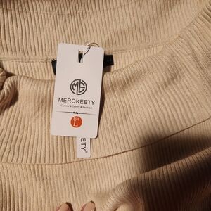 MEROKEETY Women's Beige Sweater Dress